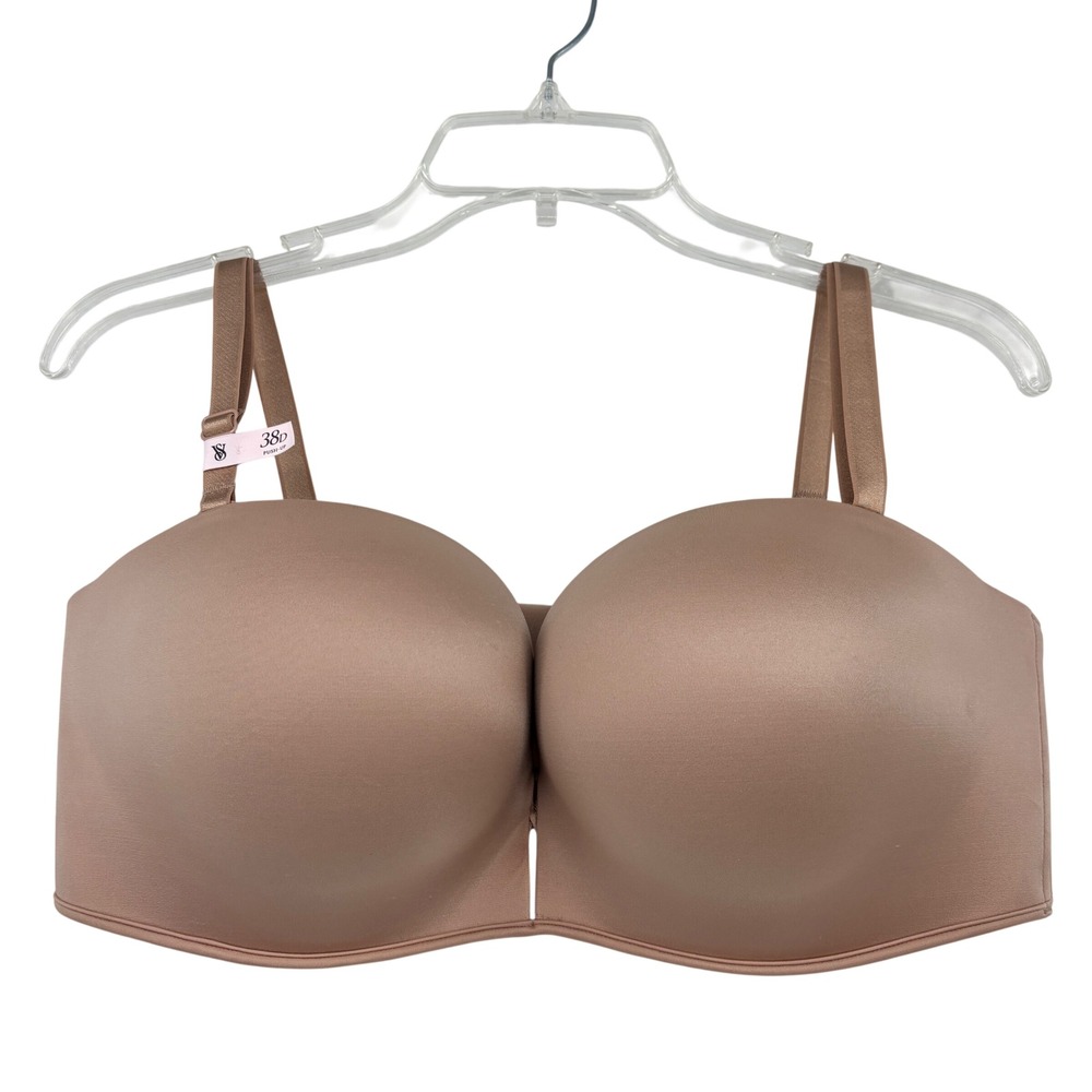Victoria's Secret Push Up Bra Bombshell Multi-Way Size 38D Nude Tan Convertible